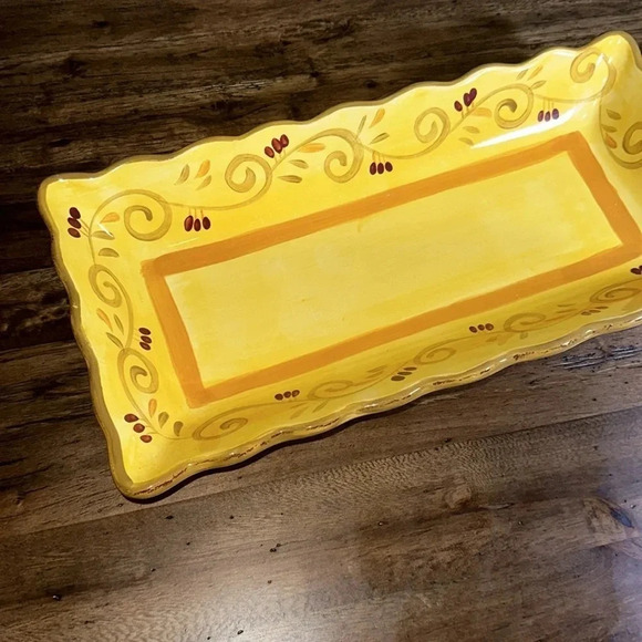 2 Italian Villa Pattern Rectangle Serving Dishes HomeTrends Yellow (2 matching) - Picture 2 of 16